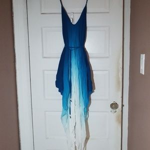 Beautiful asymmetrical blue ombre dress NWOT